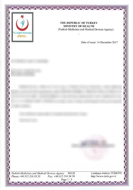 Turkish Ministry of Health, Turkish Medicines and Medical Devices Agency